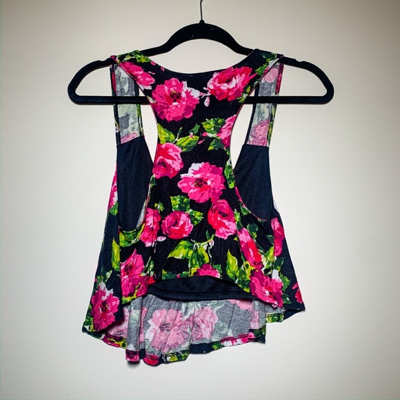 PPLA Pink Floral Crop Top- L - Picture 2 of 2